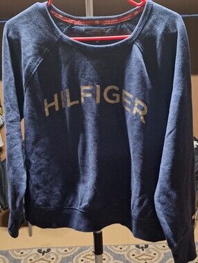 Tommy Hilfiger Women's Navy Sweatshirt with Gold Logo